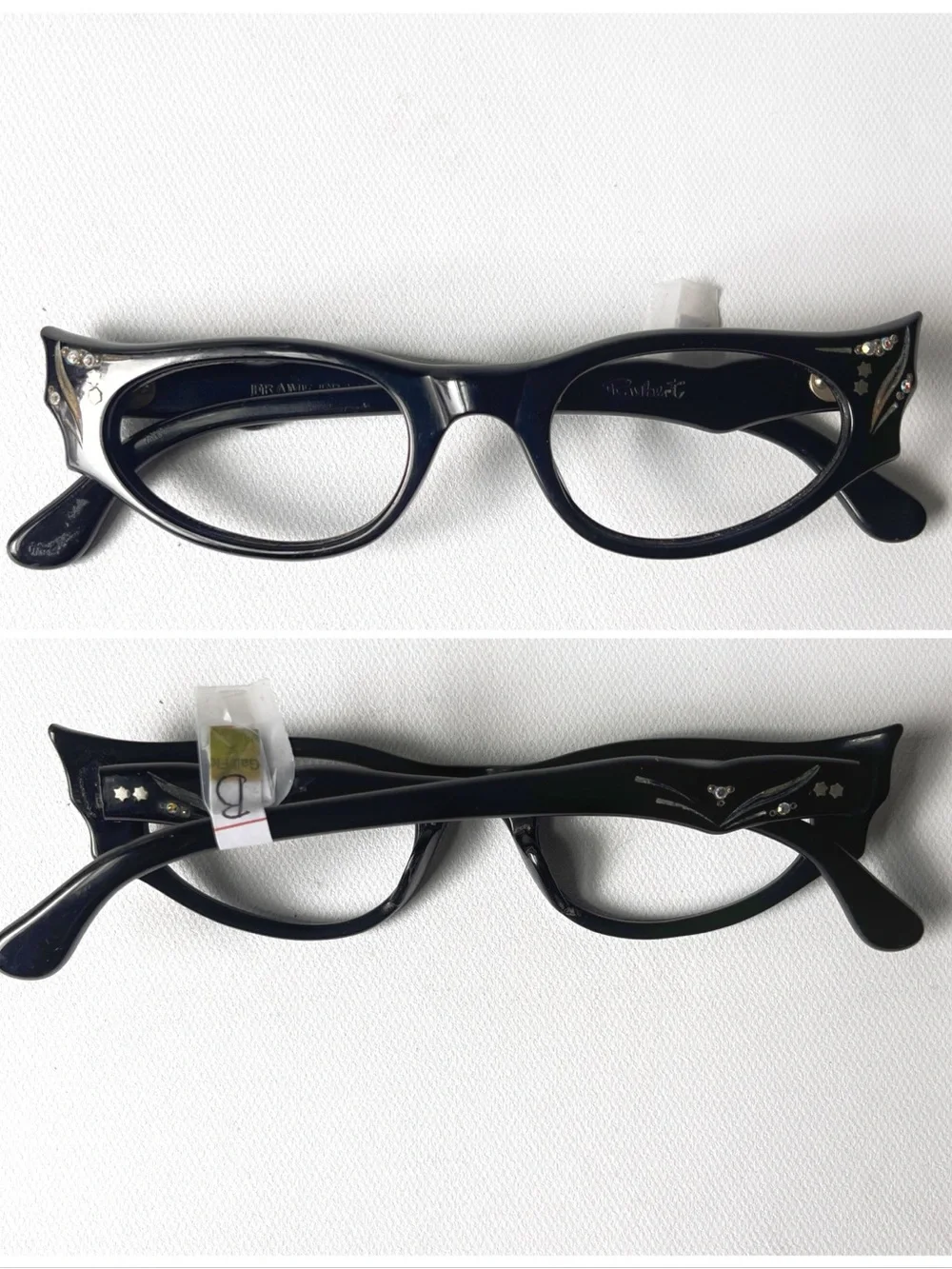 Vintage PETITE Fit Wing Eyeglasses MCM 1950s Cat Eye Rhinestone Glasses France